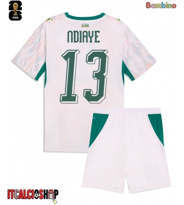 Senegal Iliman Ndiaye #13 Prima Maglia Bambino Mondiali 2026 Manica Corta (+ Pantaloni corti)